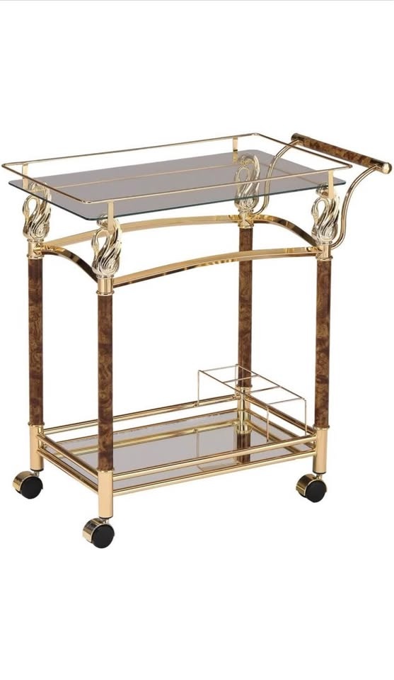 Resturent balcony Double Layer Cart Gold Plated Clear Glass with - photo 3