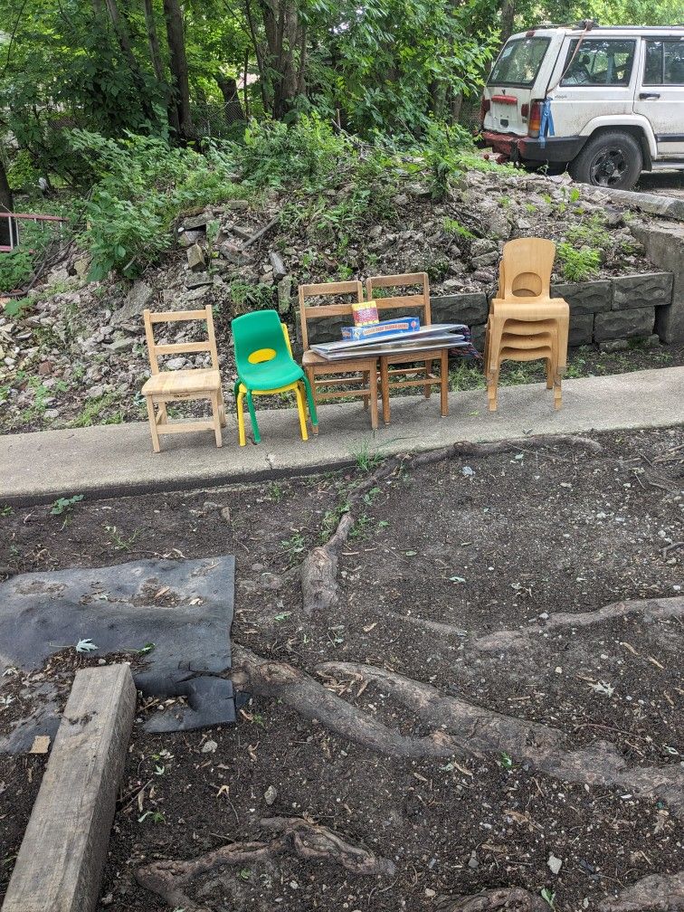 11 Small Chairs , Cabinets, And Games