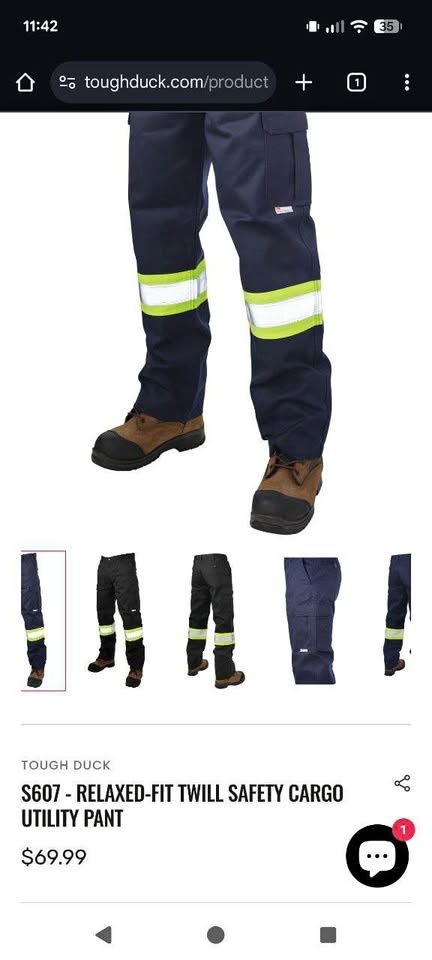 Relaxed-Fit Twill Safety Cargo Utility Pants