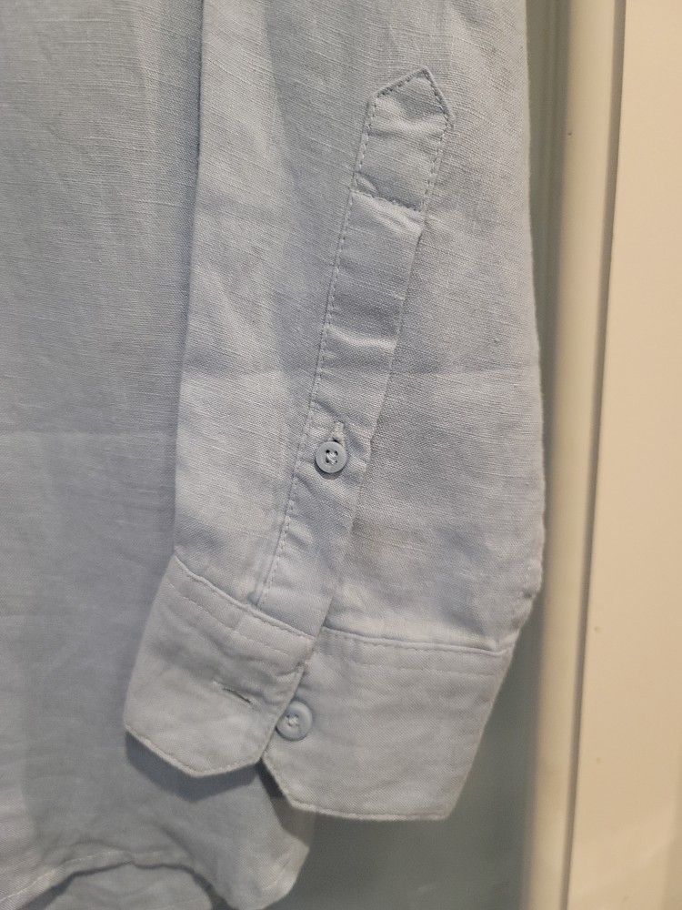 SAKS FIFTH AVENUE MENS BLUE LINEN SHIRT - photo 2