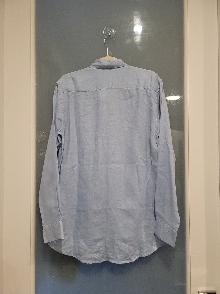 SAKS FIFTH AVENUE MENS BLUE LINEN SHIRT - photo 4