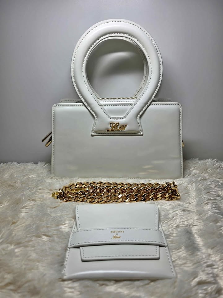 Luar Leather handbag White, Leather