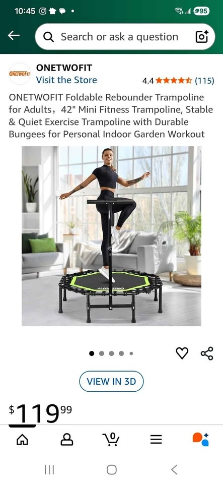 ONETWOFIT Foldable Rebounder Trampoline for Adults