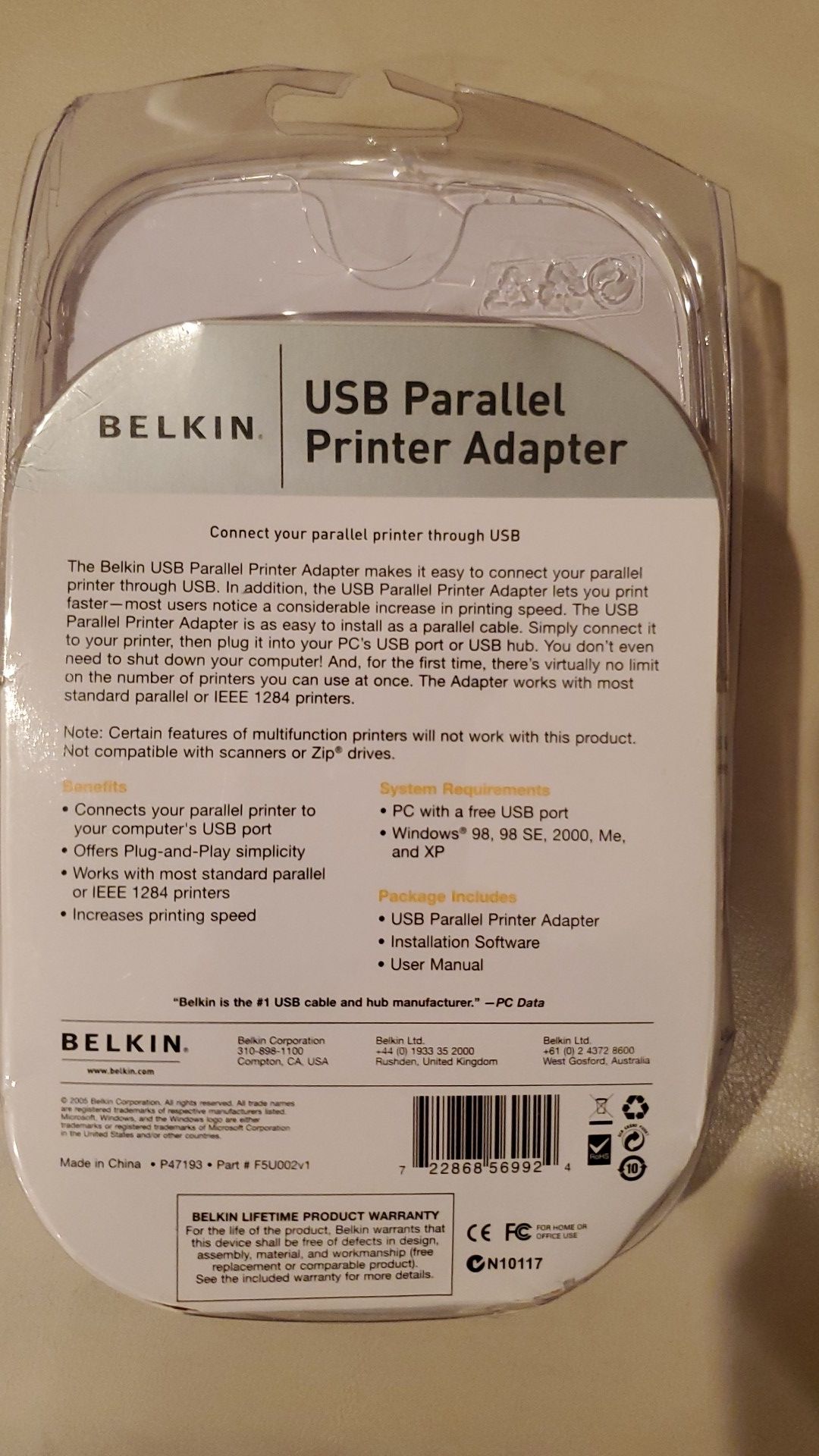 Belkin USB Parallel Printer Adapter - photo 2