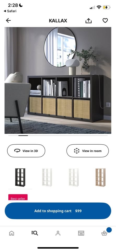 Black shelf unit ikea with storage boxes - photo 4