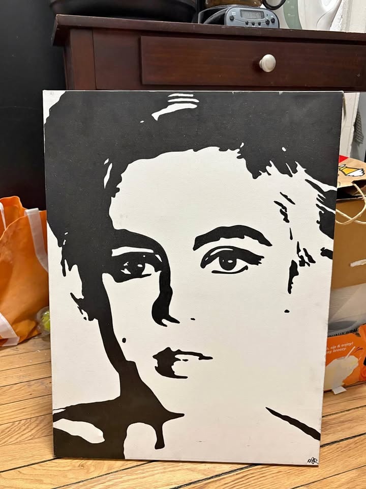 Stencil art on canvas (framed) 18" x 24.5"