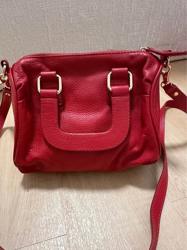 Red leather bag / Purse - photo 2