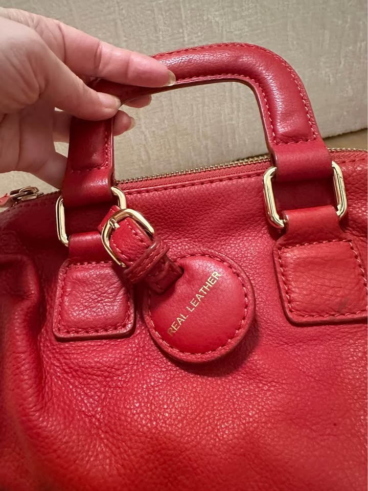 Red leather bag / Purse - photo 4