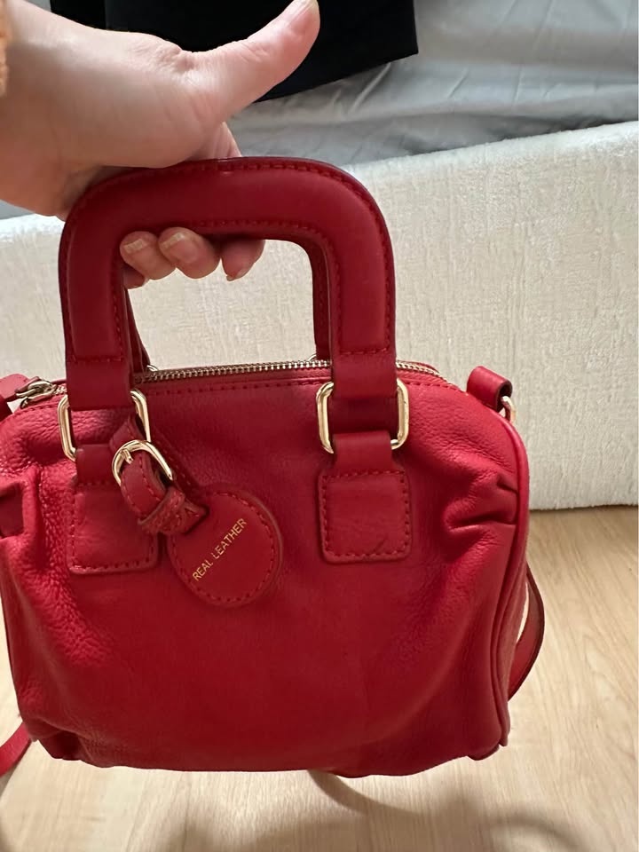 Red leather bag / Purse - photo 5