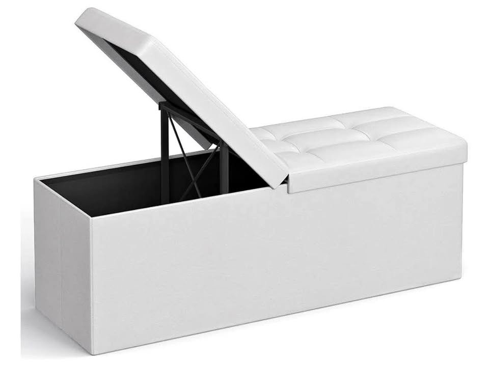 🛋️ SONGMICS MAZIE Storage Ottoman Bench – 43” | White | NEW