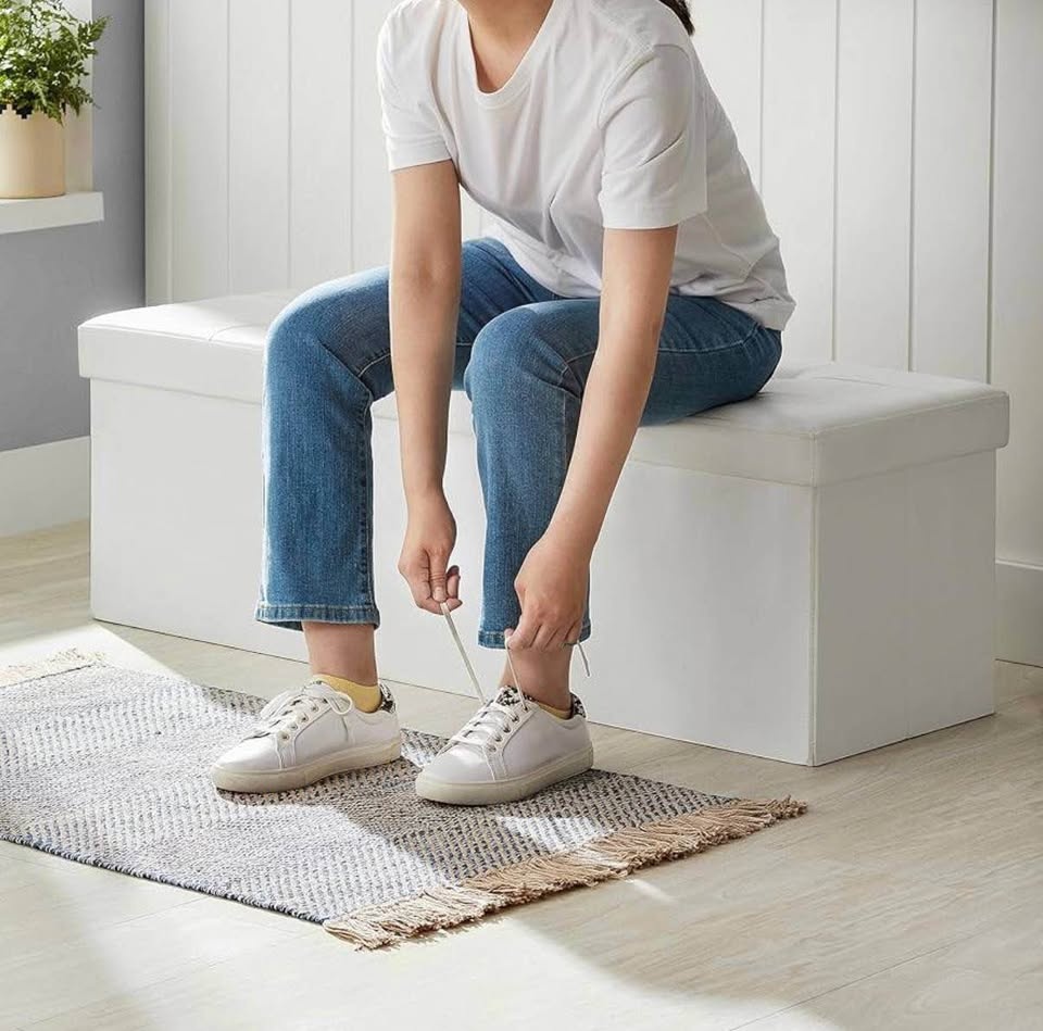 🛋️ SONGMICS MAZIE Storage Ottoman Bench – 43” | White | NEW - photo 4