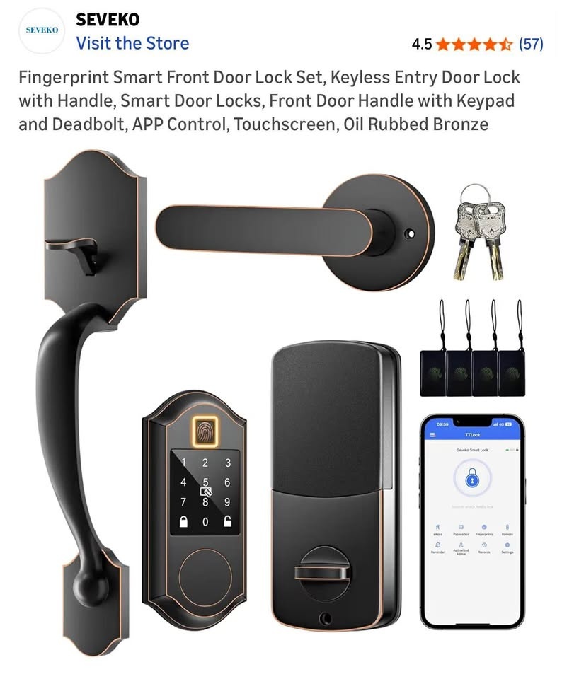 🔒 Fingerprint Smart Front Door Lock Set – Keyless Entry! Deadbol