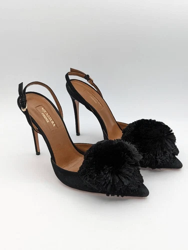 Aquazzura powder puff suade sling back heels EU 37