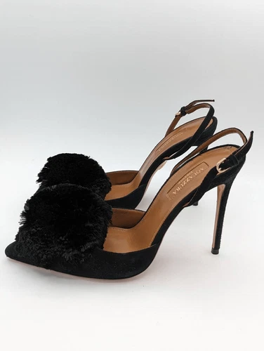 Aquazzura powder puff suade sling back heels EU 37 - photo 3