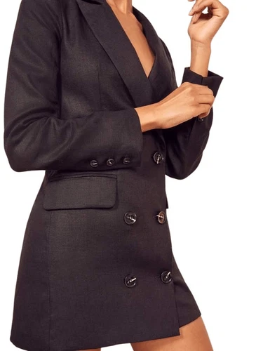 Reformation Maxwell linen black blazer dress Medium - photo 2