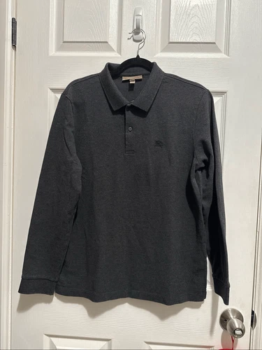 Burberry men’s pique-polo long sleeve shirt Large
