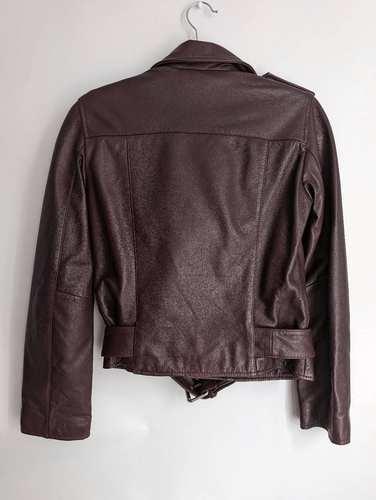 All Saints Leather Biker Jacket Deep Berry Size 2 NEW - photo 2
