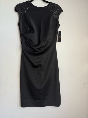 X by Xscape black ruched lace shoulder dress size 10