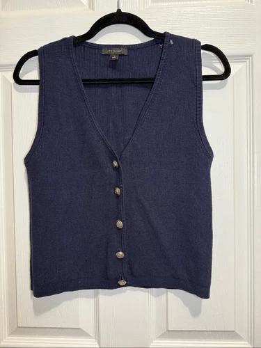 Ann Taylor boucle sweater vest navy Small - photo 2