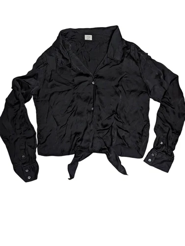Aritzia Wilfred tie-front satin crop top blouse Medium