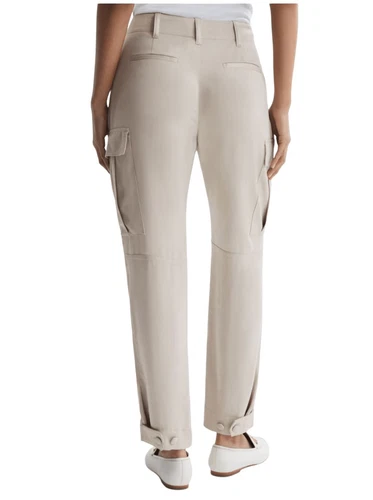REISS Becca tapered combat trousers in stone size 10 - photo 2