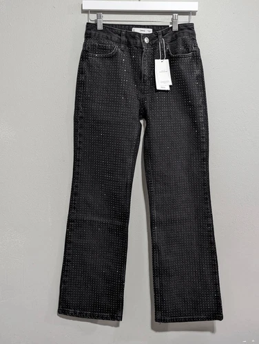 MNG Straight Flared jeans with rhinestone detail size USA 4