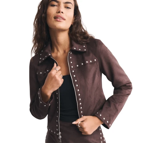 Abercrombie & Fitch vegan suade slim zip jacket M