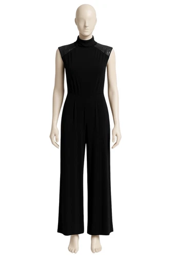 Calvin Klein mock neck leather shoulder jumpsuit 4