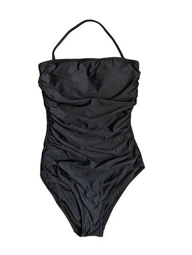 J Crew Ruched one piece black swim suit size 6