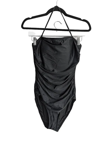 J Crew Ruched one piece black swim suit size 6 - photo 2
