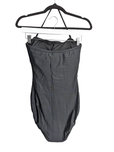 J Crew Ruched one piece black swim suit size 6 - photo 3