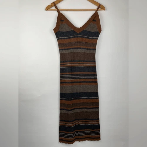 L'Agence Sandi metallic knit striped midi dress Medium - photo 3