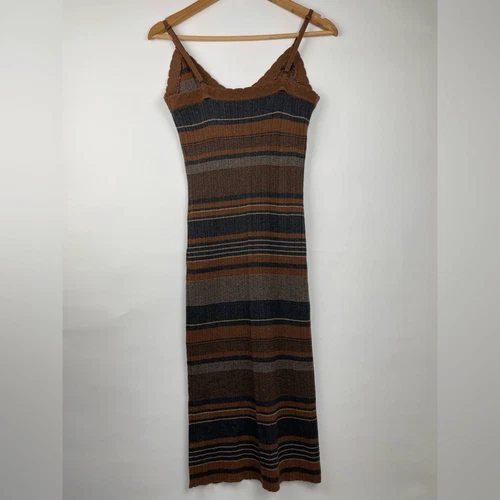 L'Agence Sandi metallic knit striped midi dress Medium - photo 4