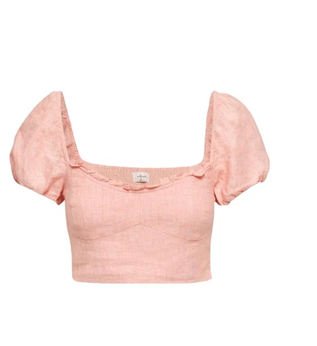 Aritzia Wilfred wander linen crop blouse Medium