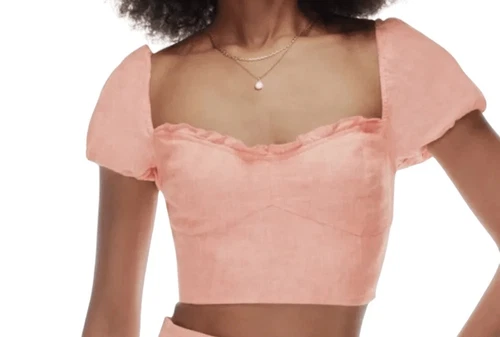 Aritzia Wilfred wander linen crop blouse Medium - photo 2
