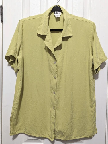 CLIO button up blouse silk Medium