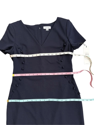 Calvin Klein Scuba navy crepe button detail sheath dress size 8 - photo 4