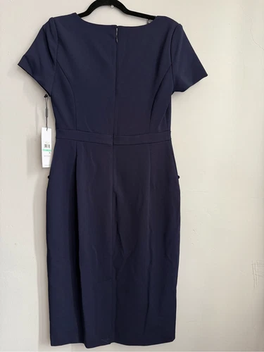 Calvin Klein Scuba navy crepe button detail sheath dress size 8 - photo 5