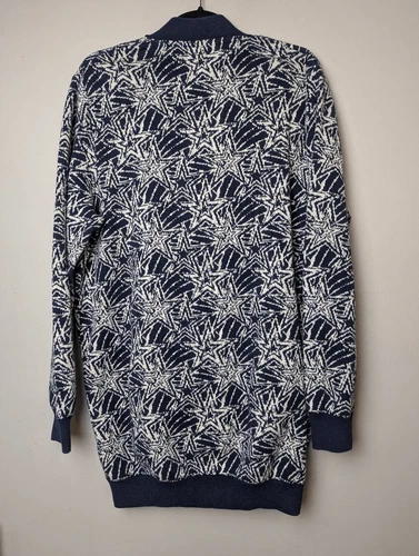 Sun + Stone men's Stephon Star print cardigan sweater Medium - photo 3