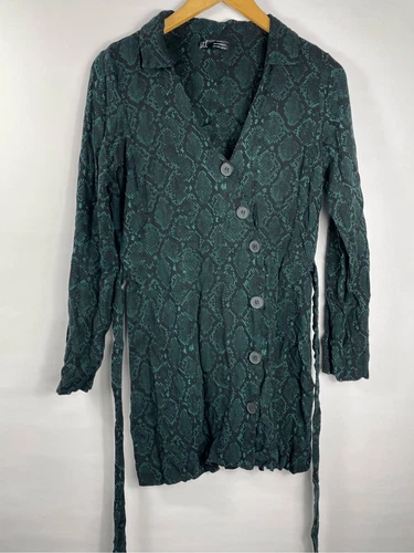 Zara trf collection v-neck snakeprint shirt dress L