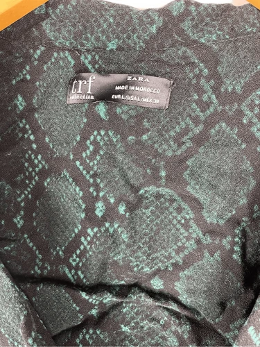 Zara trf collection v-neck snakeprint shirt dress L - photo 3