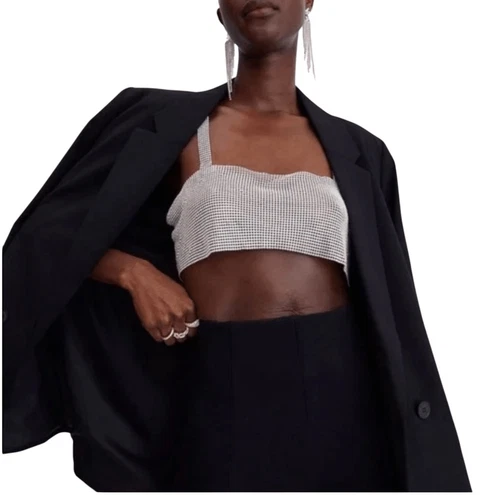 H&M rhinestone crop top M/L