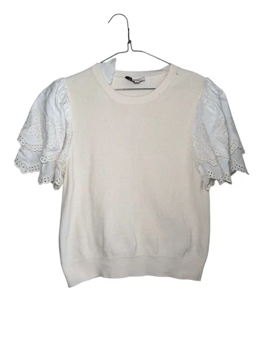 & Other Stories knit puff eyelet sleeve top Medium