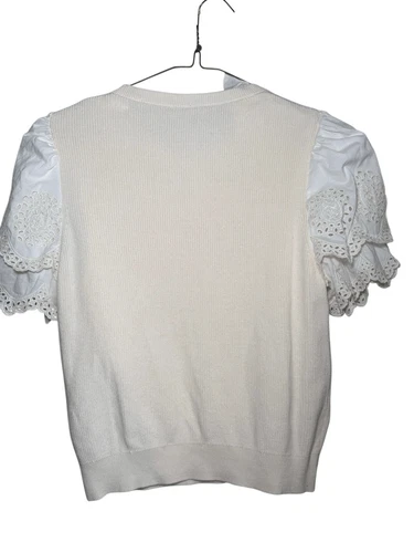 & Other Stories knit puff eyelet sleeve top Medium - photo 3