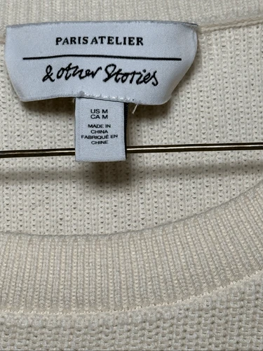 & Other Stories knit puff eyelet sleeve top Medium - photo 4