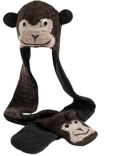 Nirvana Designs kid's monkey hat scarf wool and Mohair