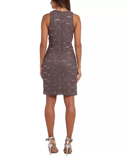 Nightway Mauve sequined lace cocktail dress size 10 - photo 2