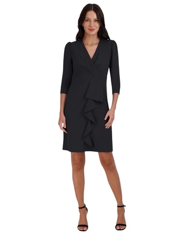 Julia Jordan cascade ruffle crepe sheath dress size 2