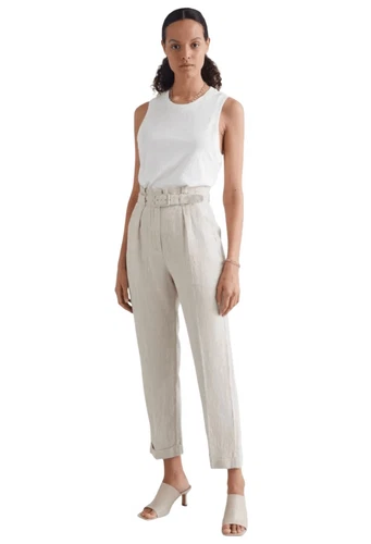 & Other stories belted high waist linen pants US 4