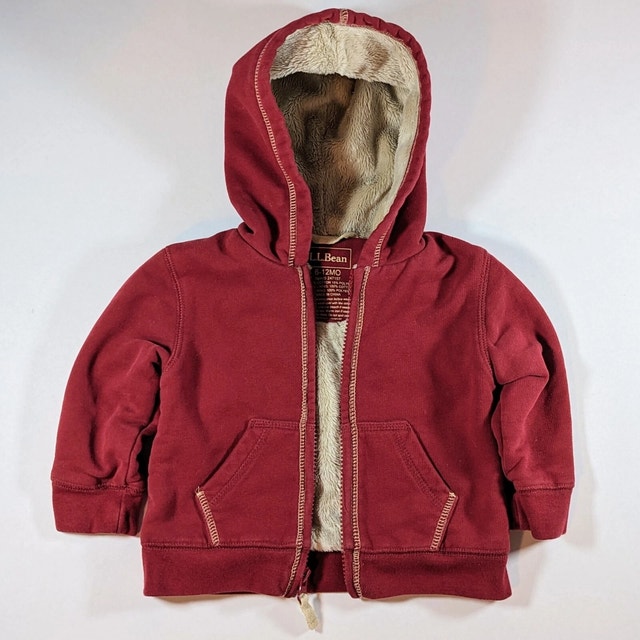 LL Bean Full Zipper Hoodie Size 6-12 Months Dark Red/Burgundy